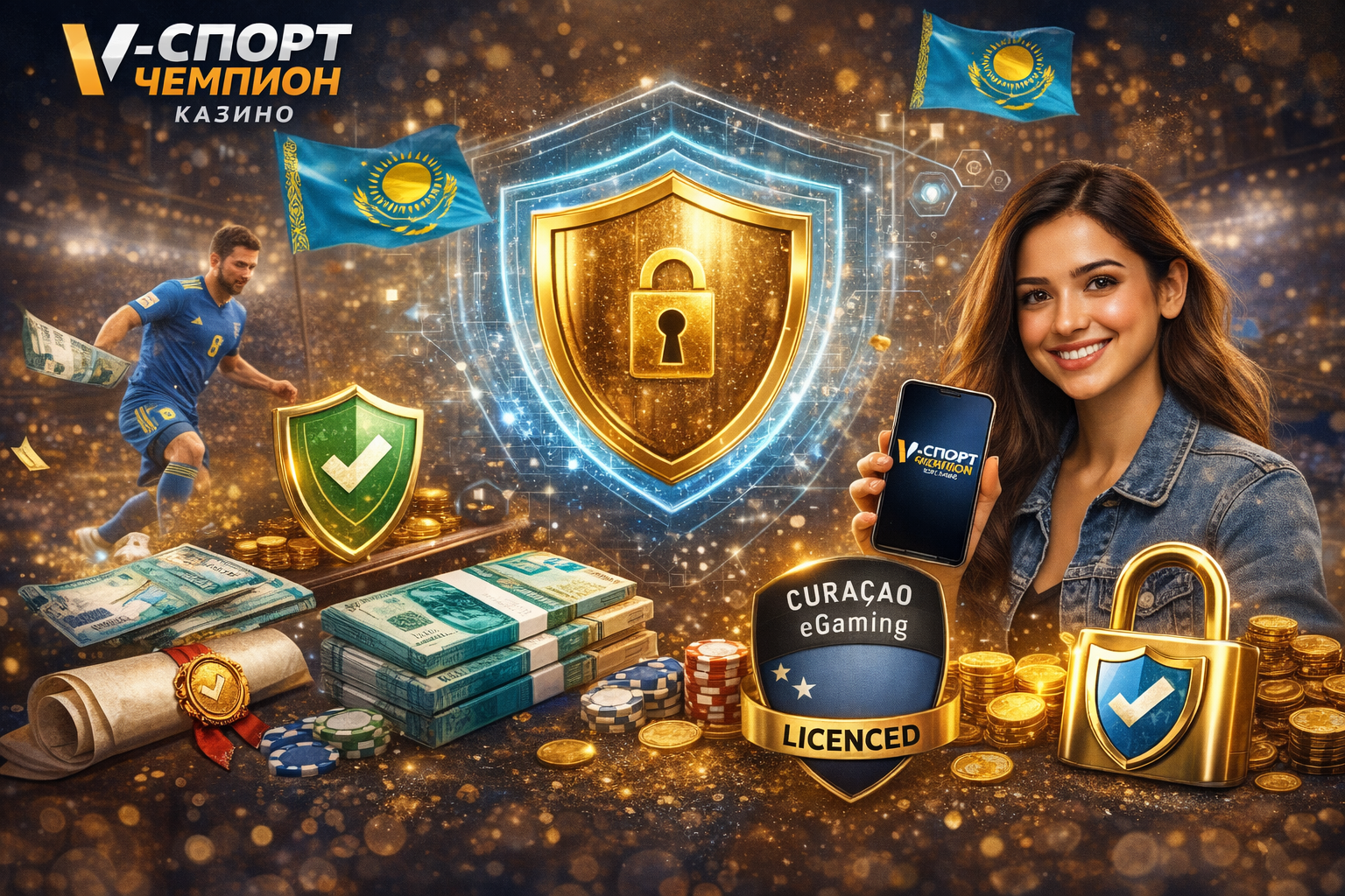 Информация о лицензии и безопасности V-Спорт Чемпион Казино